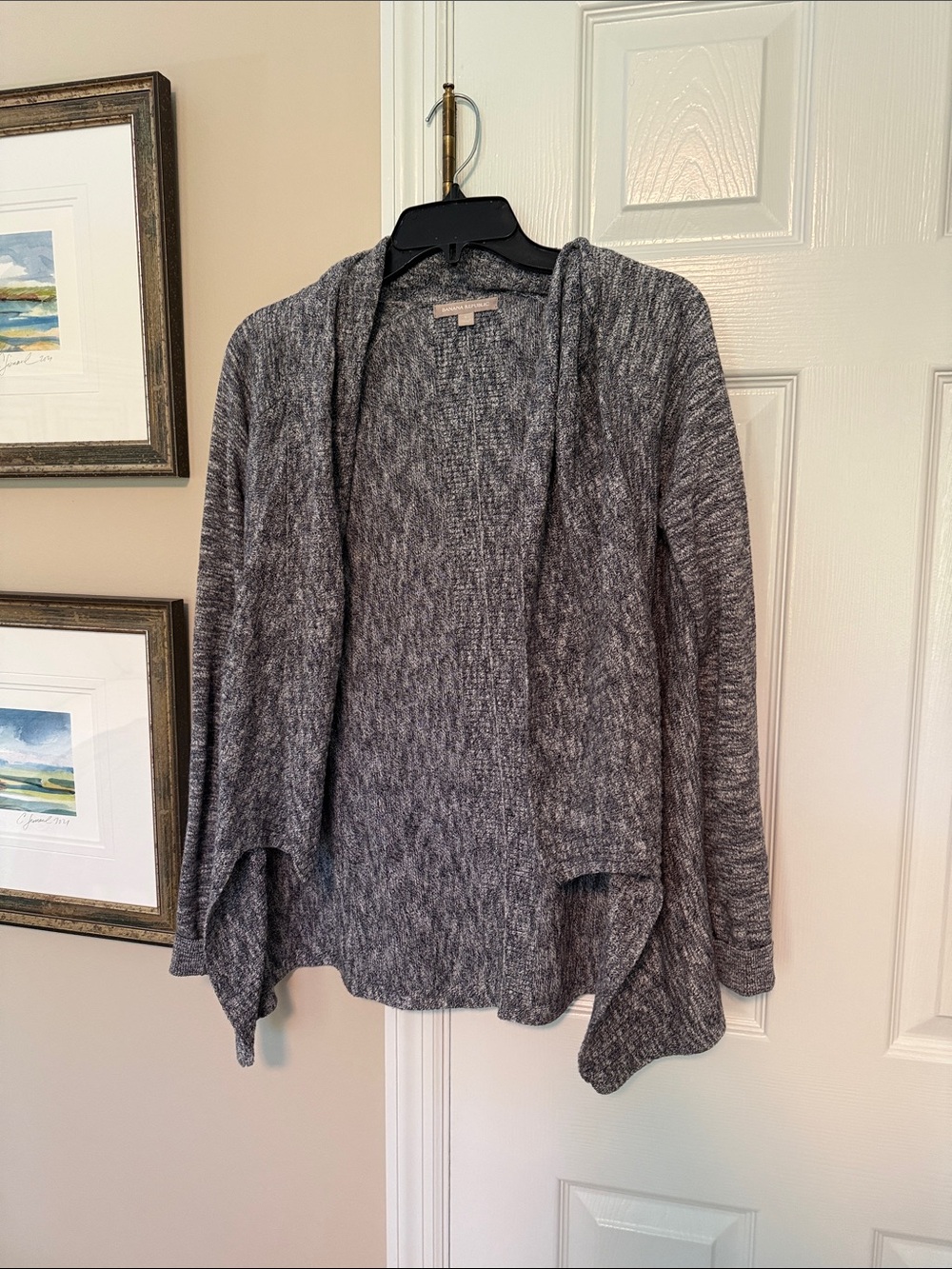 Banana Republic Heathered Gray Open-Front Knit Cardigan